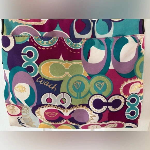 Rare Vintage Retro Multicolor Coach Poppy Pop C Graphic Art Canvas Crossbody Bag - Picture 10 of 13
